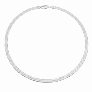Collier maille serpent plate en acier inoxydable argenté poli avec fermoir mousqueton