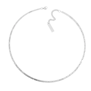 Minimalist geometric square block titanium steel necklace with adjustable lobster clasp