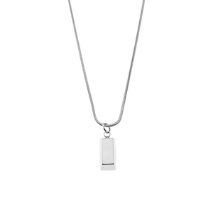 Collana con ciondolo rettangolare d'argento lucido con elegante catena a serpente