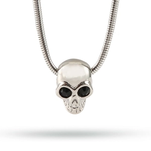 Vintage Gothic Skull Pendant Necklace Titanium Steel Snake Bone Chain With Black Zirconia Eyes Punk Street Jewelry For Men Women
