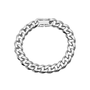 Bracelet gourmette minimaliste en acier inoxydable argenté avec fermoir rectangulaire plat