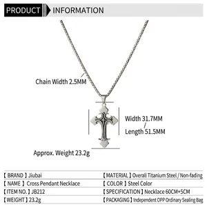Collana con pendente a croce in acciaio al titanio per uomo con catena da 60cm e misure