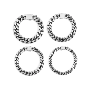 Set di quattro bracciali a catena cubana in acciaio inossidabile argento in varie larghezze
