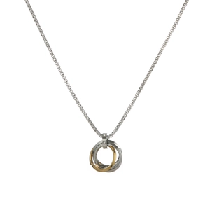 Collier minimaliste à trois anneaux entrelacés en acier inoxydable argenté et doré