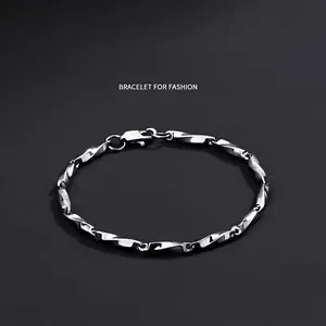 Titanium Steel Mobius Twisted Chain Bracelet For Men Women Couple Minimalist Non Fading Silver Color Fashion Hand Jewelry
