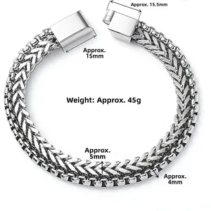 Détail du bracelet gourmette en acier titane pour homme avec fermoir à clip rectangulaire