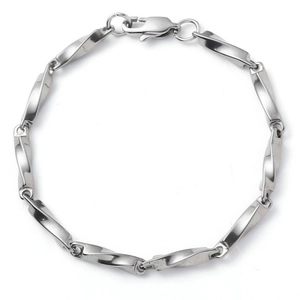 Minimalist stainless steel chain bracelet with twisted links and secure lobster clasp
