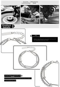 Detail of double-layer titanium steel bamboo chain with lobster clasp and extension