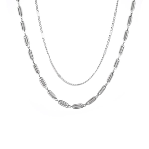 Collana da Uomo in Acciaio al Titanio a Doppio Strato con Maglie a Lanterna Industrial Hip Hop Minimalista Unisex Gioielli