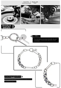Détail de la chaîne cubaine en acier titane avec finition bleue et pendentif rond
