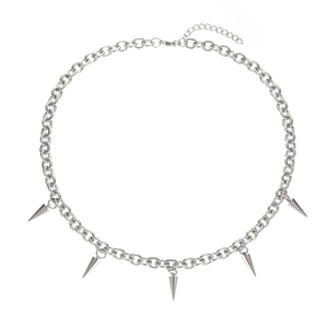 Punk Titanium Steel Cone Pendant Necklace For Men Women Gothic Hip Hop Streetwear Spike Tassel Rivet Fashion Jewelry Gift