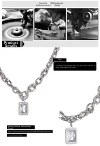 Macro detail of titanium steel chain with crystal pendant and adjustable lobster clasp