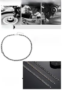 Detailed view of titanium steel Cuban chain with adjustable lobster clasp closure