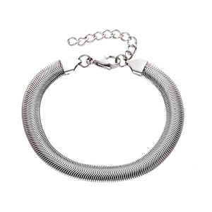 Minimalist silver stainless steel herringbone snake chain bracelet with lobster clasp