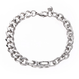 Bracelet hip-hop pour homme en acier titane avec chaînes cubaines et maillons en O