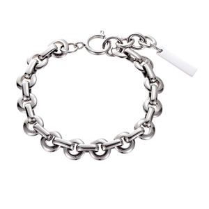 Minimalistische Schweinenasen-Kette aus Titanstahl in Silber mit weißem Anhänger