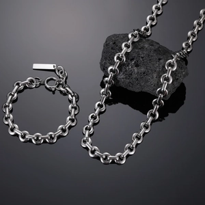 Industrielle Titanstahl Schweinenase Gliederkette Halskette Für Herren Damen Minimalistisch Nicht Verblassend Metallschmuck