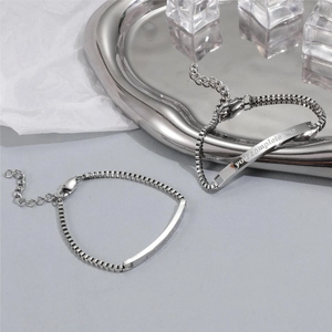 Titanium steel couple bracelets with you complete me engraving for lovers gift