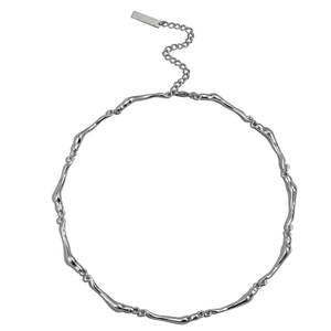 Collier Ras du Cou Minimaliste en Alliage Vague de Métal Fondu Irrégulier Pour Femmes Hommes Couleur Argent Bijoux de Cou Réglables
