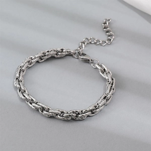 Bracelet chaîne torsadée en acier titane avec fermoir mousqueton pour hommes et femmes