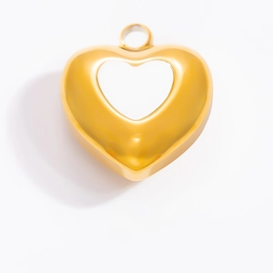 Pendentif cœur évidé en acier inoxydable doré poli avec finition brillante de luxe