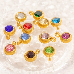 Pendentifs pierre de naissance de 6mm en acier inoxydable pour colliers DIY