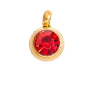 Pendentif en acier inoxydable 6mm avec cristal rouge et placage or 18K pour création de bijoux
