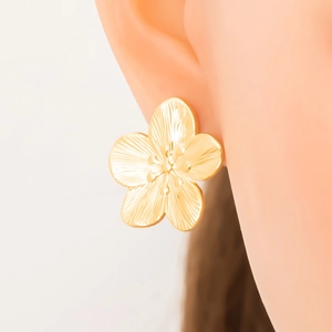 Boucles d'oreilles fleurs élégantes en acier inoxydable plaqué or 18 carats style INS
