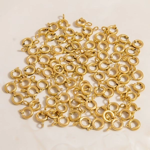 Detailed view of 18K gold-plated stainless steel spring ring clasps for DIY jewelry making