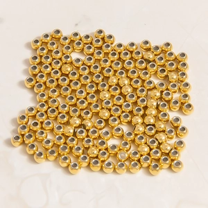 Polished 18K gold-plated round spacer beads for DIY jewelry making and necklaces