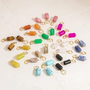Natural Stone Cylinder Pendants Stainless Steel Wire Wrapped Pendants Only Without Chain For DIY Jewelry Making Accessories