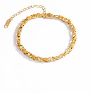 Collana a catena a maglie ovali in acciaio inossidabile dorato con chiusura a moschettone