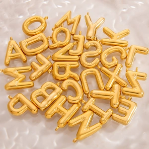 Stainless Steel Balloon Letter Pendants Gold Plated 3D Bubble Alphabet Initial Charm For DIY Jewelry Making Necklaces