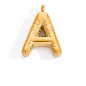 Golden balloon style letter A pendant with realistic wrinkled texture for DIY jewelry