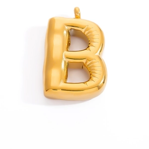 Polished gold initial B pendant with a trendy 3D balloon effect and smooth finish