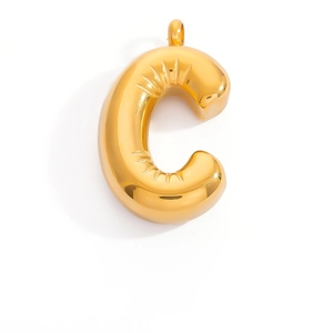 Polished gold puffed letter C pendant with creative balloon style for DIY jewelry necklaces