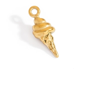 Polished 18K gold stainless steel ice cream cone pendant for DIY jewelry making