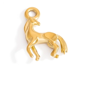 Polished 18K gold stainless steel horse pendant for DIY jewelry making accessories