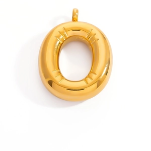 Polished gold 3D balloon letter O pendant for DIY necklaces and handmade jewelry