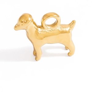 Detailed macro view of 18K gold-plated goat-shaped pendant with polished mirror finish