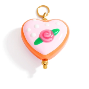 Cute heart-shaped stainless steel pendant with pink rose and dots for DIY jewelry