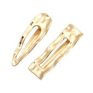 Minimalistisches goldenes Haarklammern-Set mit Hammerschlag-Textur in Oval und Rechteck