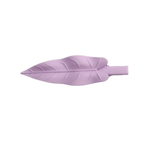 Macro detail of lavender matte leaf hair clip showing fine vein textures and steady clip