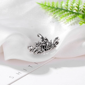 Manchette d'oreille feuille de lotus vintage en argent avec motif floral pour femme