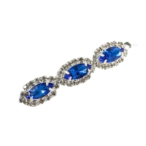 Sparkling crystal hair clip with blue marquise stones and silver metal base