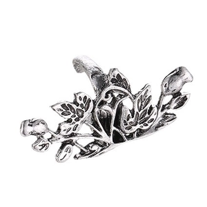 Manchette d'oreille feuille de lotus vintage en argent avec design branche rétro