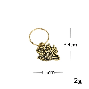 Detailed dimensions of antique bronze owl pendant for dreadlocks with size markings
