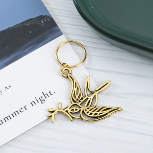 Vintage golden hollow bird charm pendant for dreadlock hair rings and jewelry making