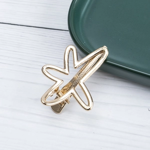 Elegant gold hollow starfish geometric hairpin with a steady metal duckbill clip