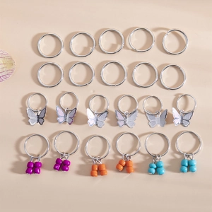 Lot de 22 accessoires de cheveux en métal avec breloques papillons et perles colorées